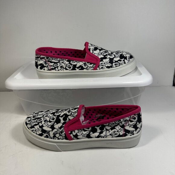 Disney Minnie Mouse Womens Slip-On Canvas Shoes Sz 7 Minnie Mouse Pink Interior - Picture 1 of 9